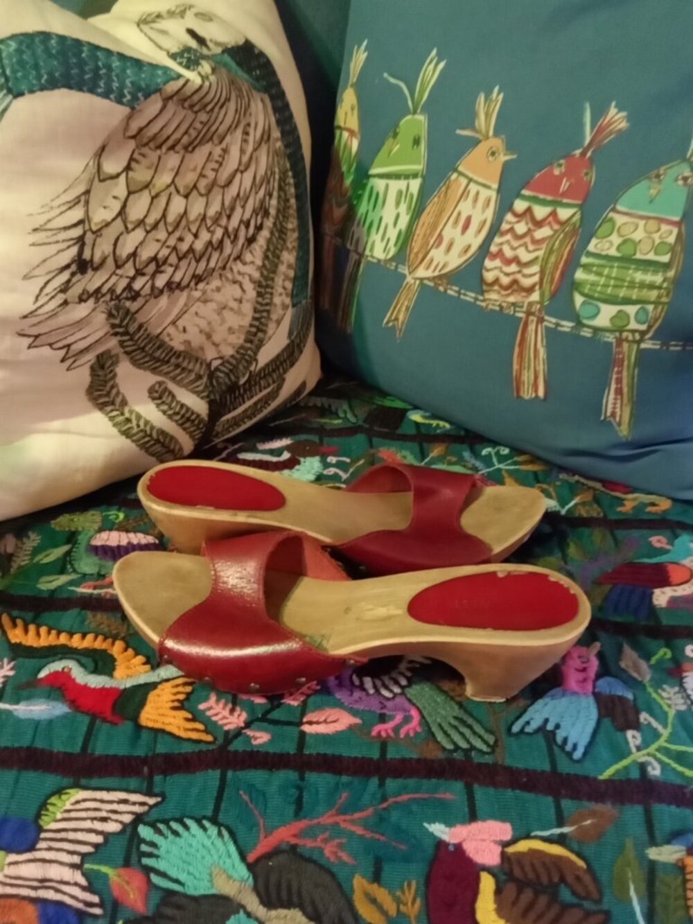 Nine West Sz 8 red Wood Clogs Slip on with low heel - Picture 2 of 7